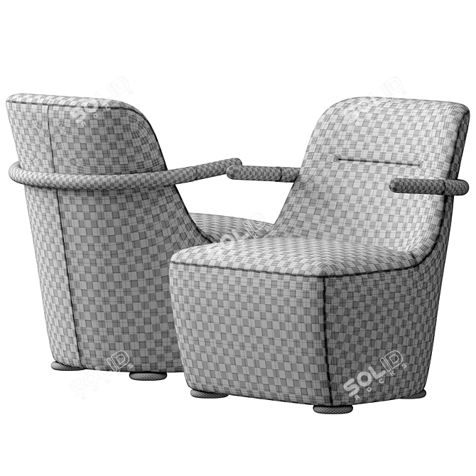 Velvet Fabric Jackson Armchair 3D model image 5