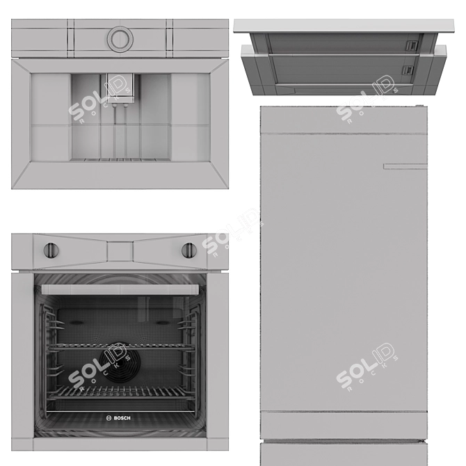 Silver Bosch Kitchen Appliance Set 3D model image 6