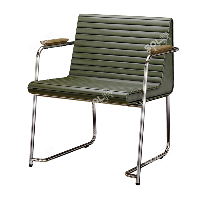 Sleek Metal Frame Chair Upholstered 3D model image 1