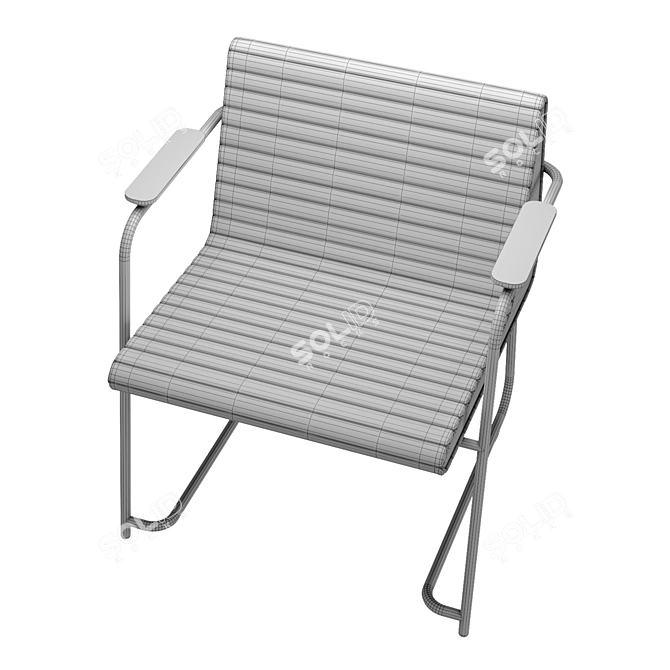 Sleek Metal Frame Chair Upholstered 3D model image 3