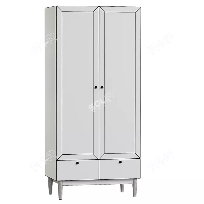  Roshal 2 Wood Wardrobe Cabinet 3D model image 3