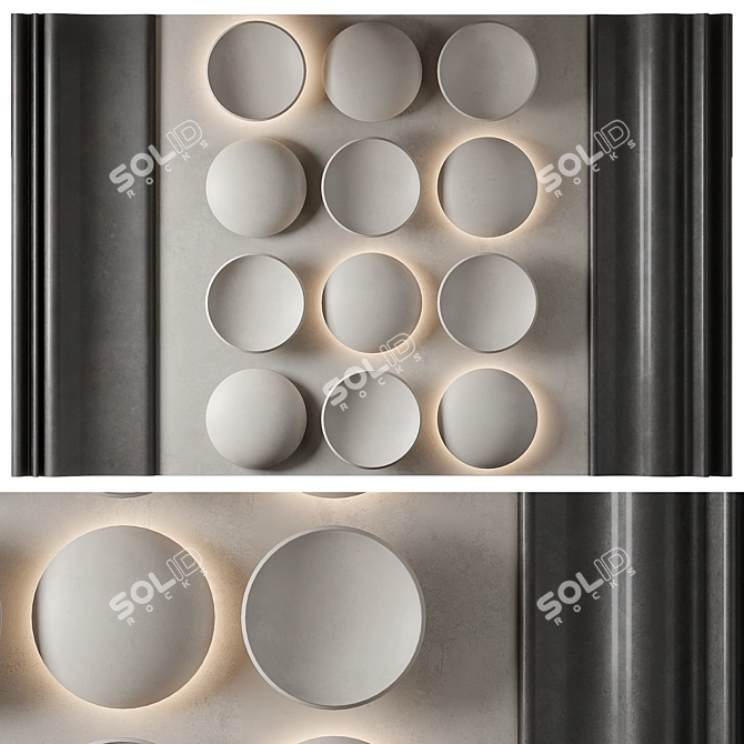  Wave Circles Wall Panel 3D model image 1