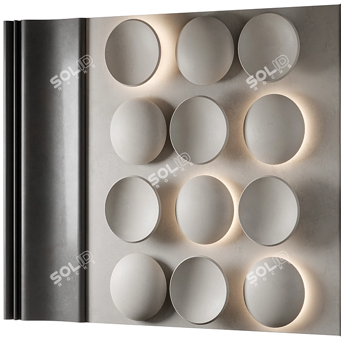  Wave Circles Wall Panel 3D model image 3