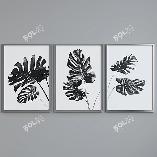 Modern Leaf Picture Frame Set 3D model image 3