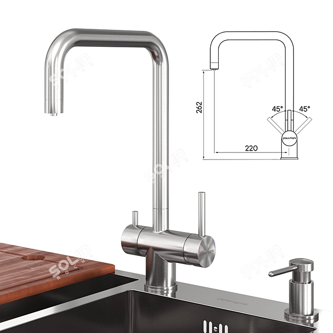 Gerhans Stainless Steel Kitchen Sink 3D model image 5