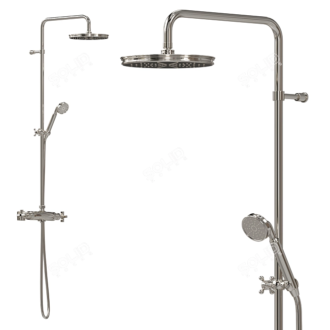 Elegant Streamline Shower Set 3D model image 1