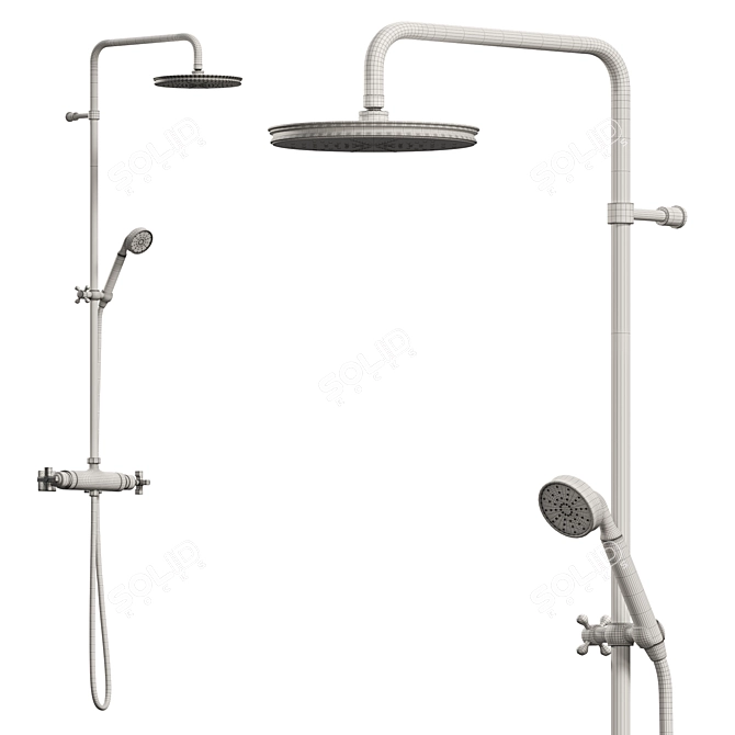 Elegant Streamline Shower Set 3D model image 2