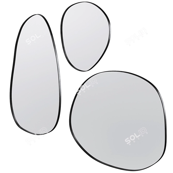 Modern Brass Wall Mirror Display 3D model image 1