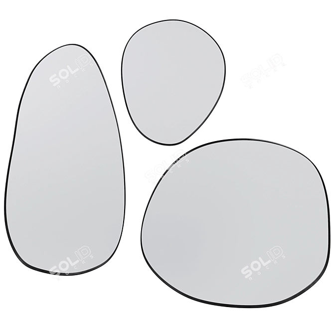 Modern Brass Wall Mirror Display 3D model image 2