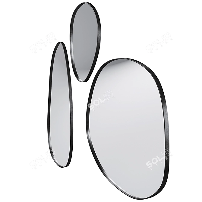 Modern Brass Wall Mirror Display 3D model image 3