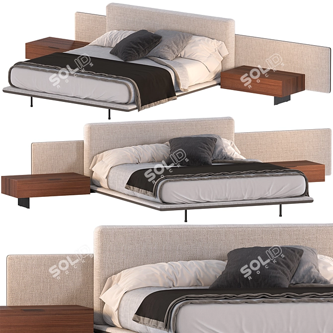 Minotti Horizonte Bed: 180x210x25mm 3D model image 1