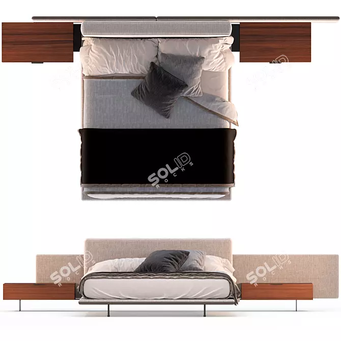 Minotti Horizonte Bed: 180x210x25mm 3D model image 5