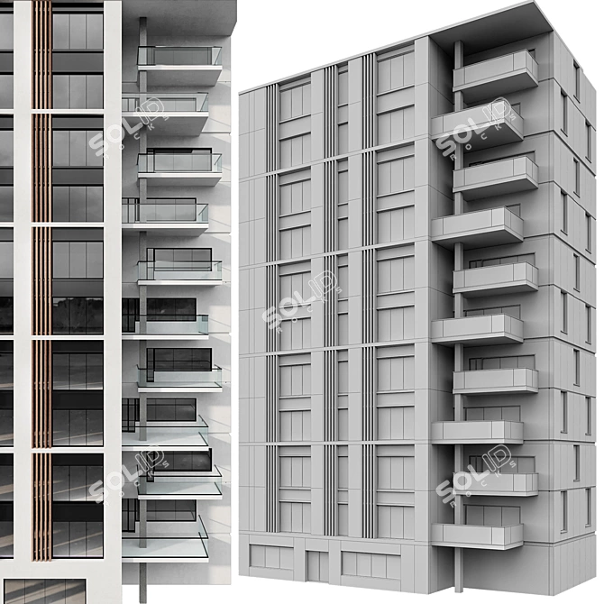 Exquisite Residential Building Model 3D model image 6