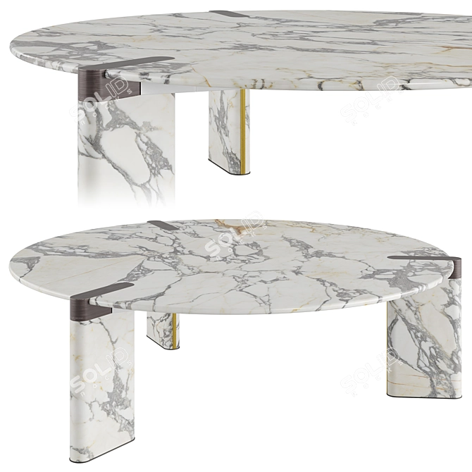 Italian Brass Coffee Table 3D model image 1