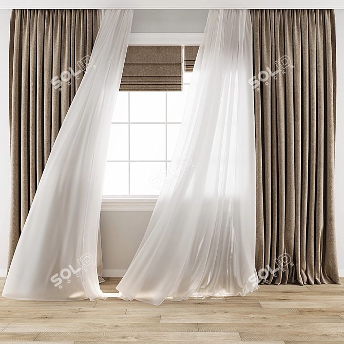 Breezy Curtain CG Asset Pack 3D model image 7
