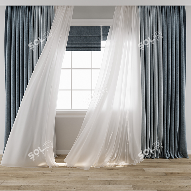 Breezy Curtain 3D Model Set 3D model image 1