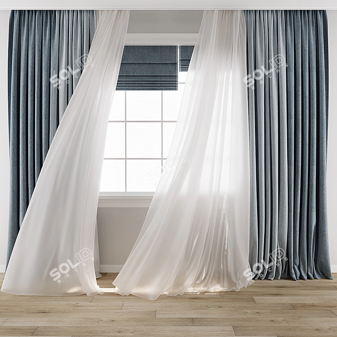 Breezy Curtain 3D Model Set 3D model image 4