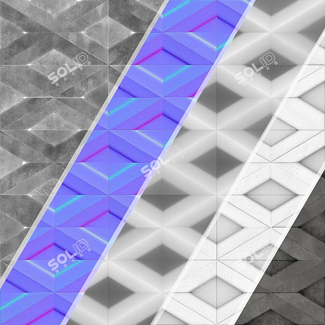 3D Concrete Wall Panel Texture Set 3D model image 6