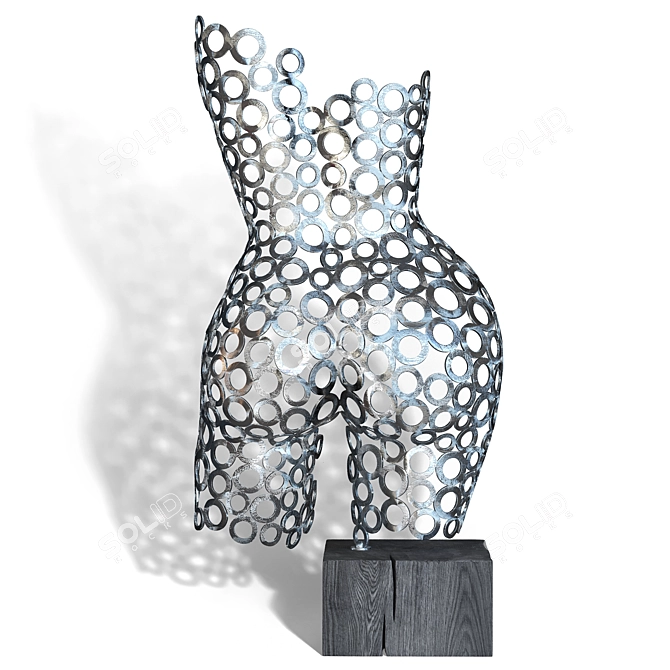 Modern Stainless Steel Sculpture Display 3D model image 1