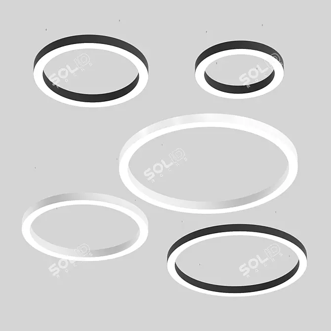 Modular LED Ring Pendant Light 3D model image 2