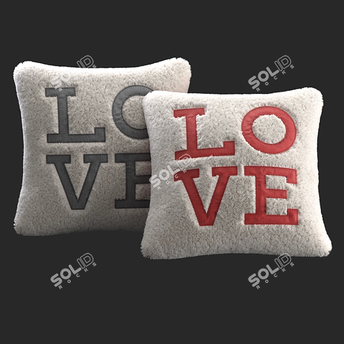 Cozy Love Sherpa Pillow Cover 3D model image 1