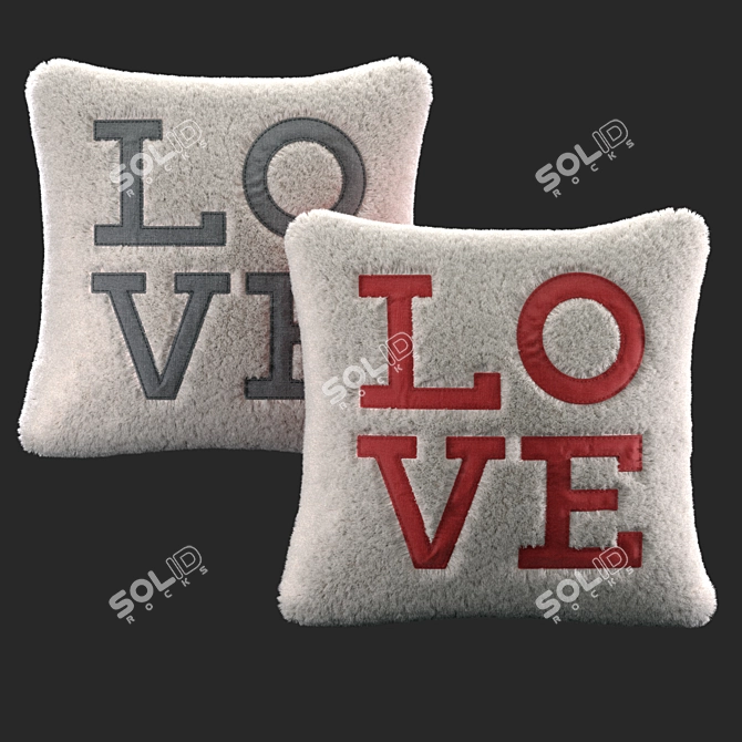 Cozy Love Sherpa Pillow Cover 3D model image 2