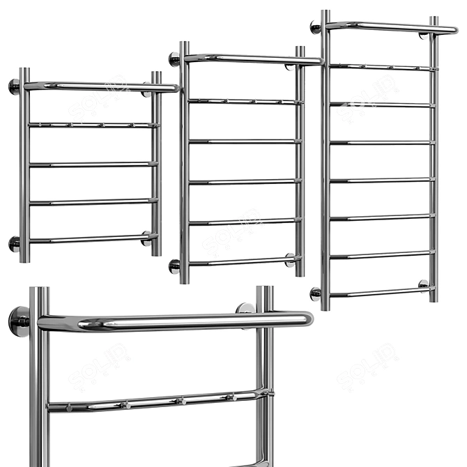 Water Heated Towel Rack Chrome 3D model image 1