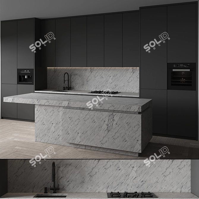 Modern Kitchen 155 with Appliances 3D model image 1