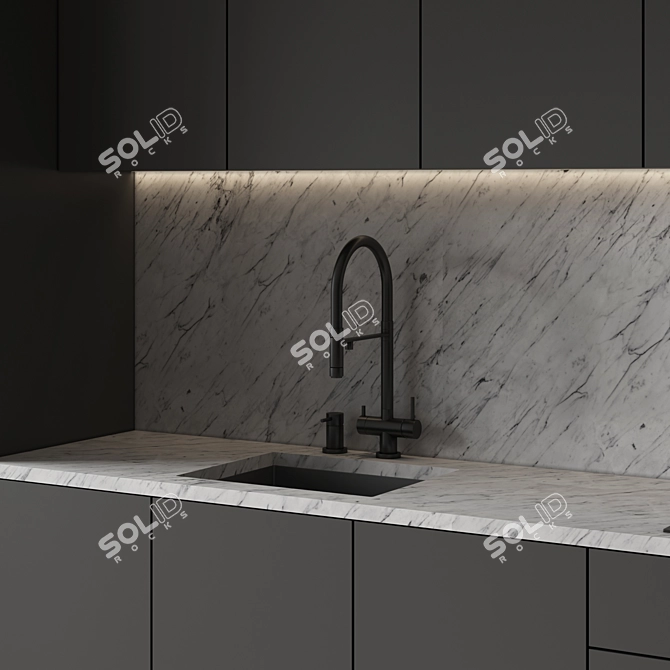 Modern Kitchen 155 with Appliances 3D model image 2