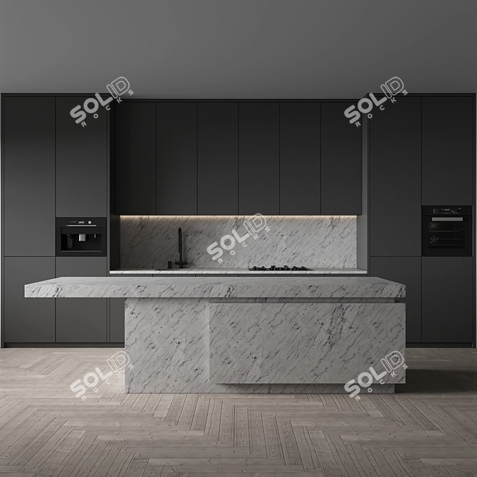 Modern Kitchen 155 with Appliances 3D model image 3