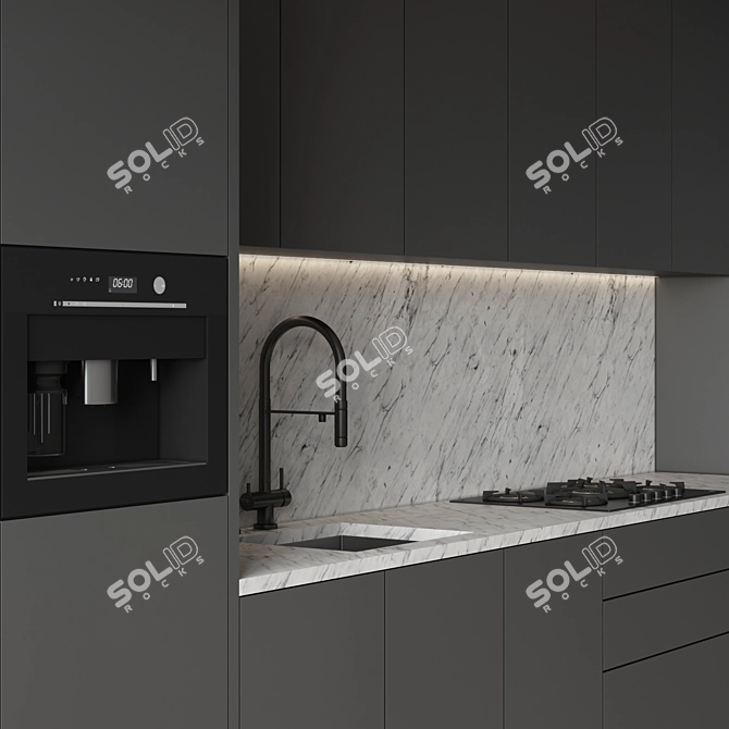 Modern Kitchen 155 with Appliances 3D model image 4