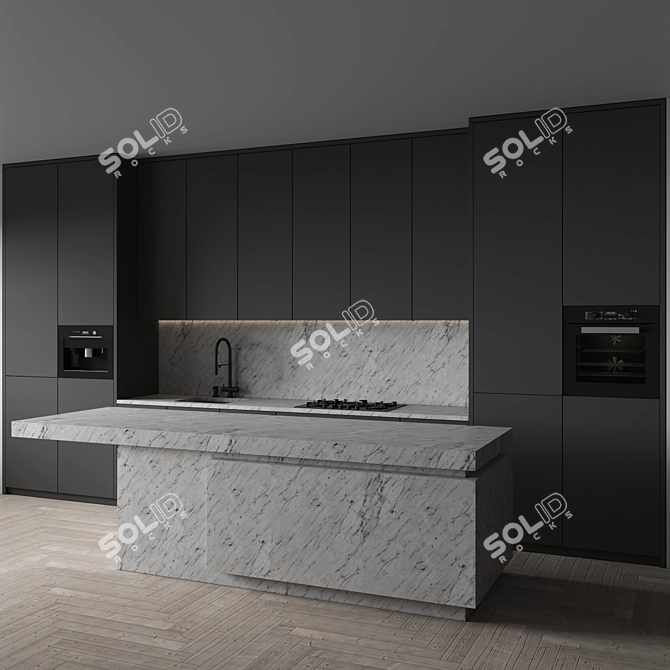 Modern Kitchen 155 with Appliances 3D model image 5