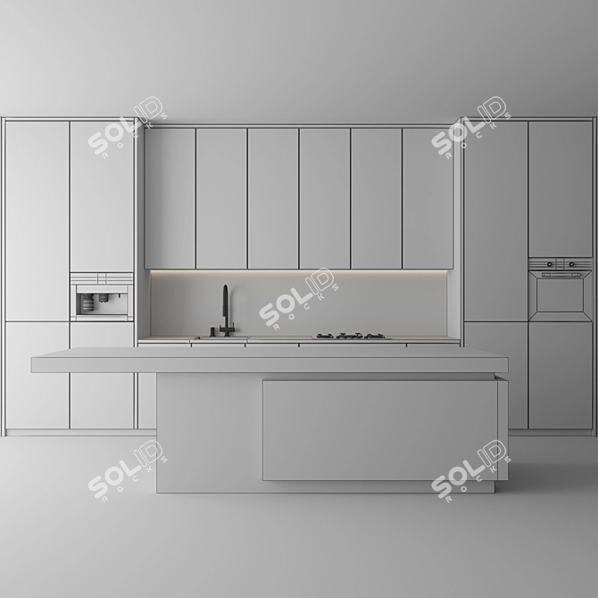 Modern Kitchen 155 with Appliances 3D model image 6