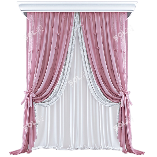 Modern Curtains: High-Quality Fabric 3D model image 1