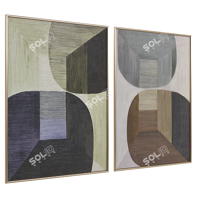 Abstract Framed Canvases Set 3D model image 2