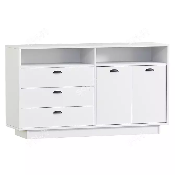 Airin White Woodgrain Sideboard 3D model image 1