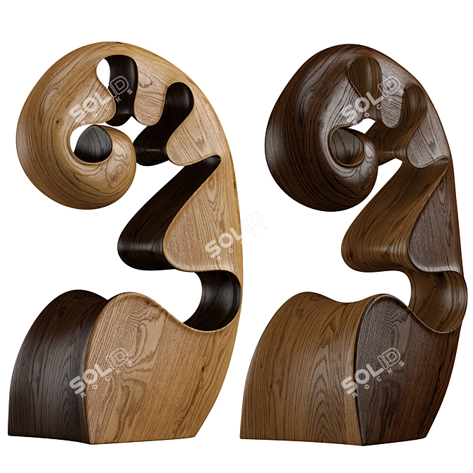 Handcrafted Wooden Sculpture Art 3D model image 1