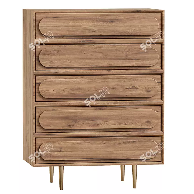 Rustic Acacia Storage Drawers Chest 3D model image 1