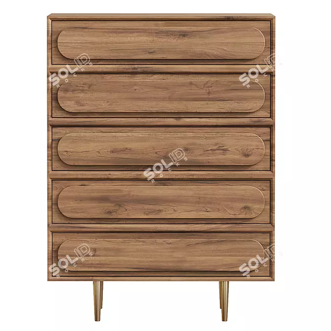 Rustic Acacia Storage Drawers Chest 3D model image 2