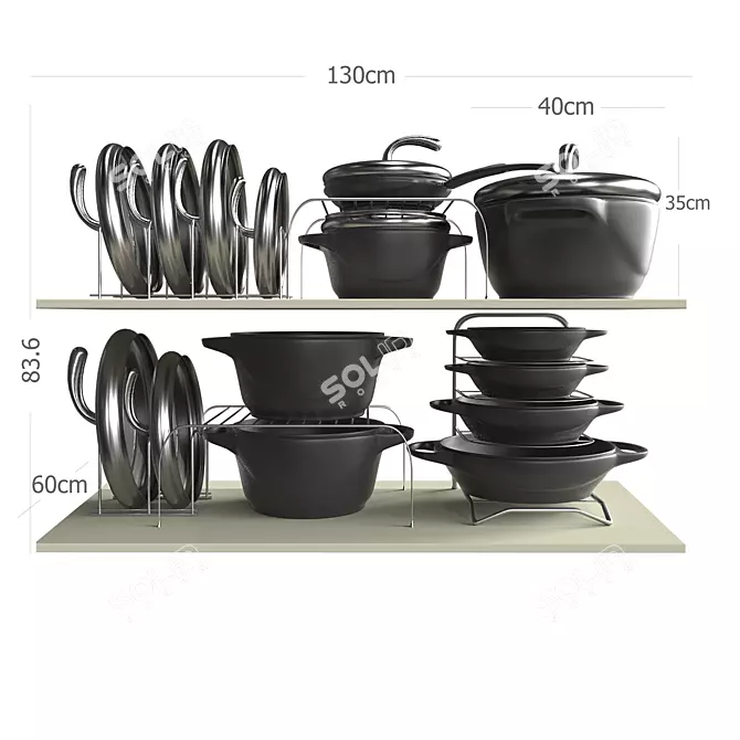 Compact Pot and Pan Storage 3D model image 5