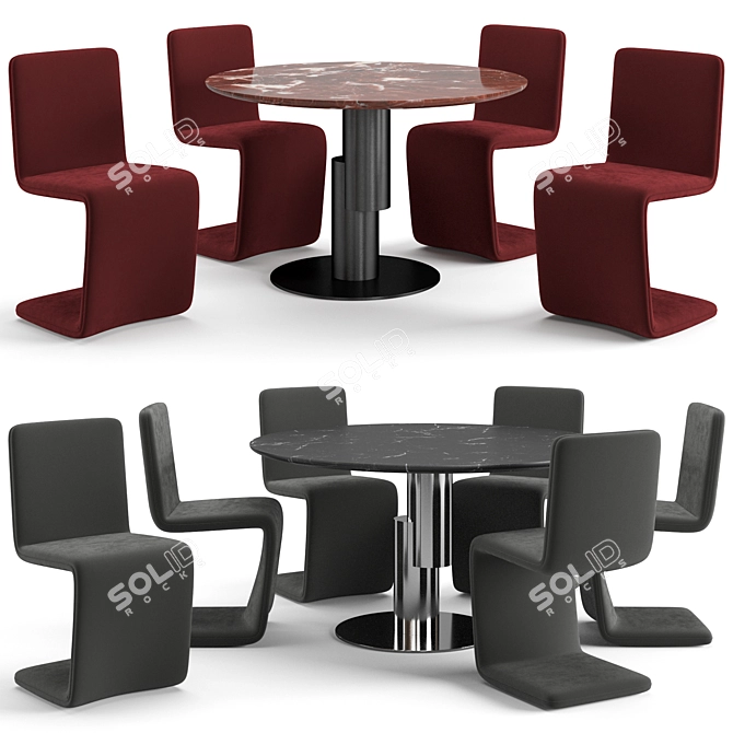 Modern Italian Bonaldo Dining Set 3D model image 1