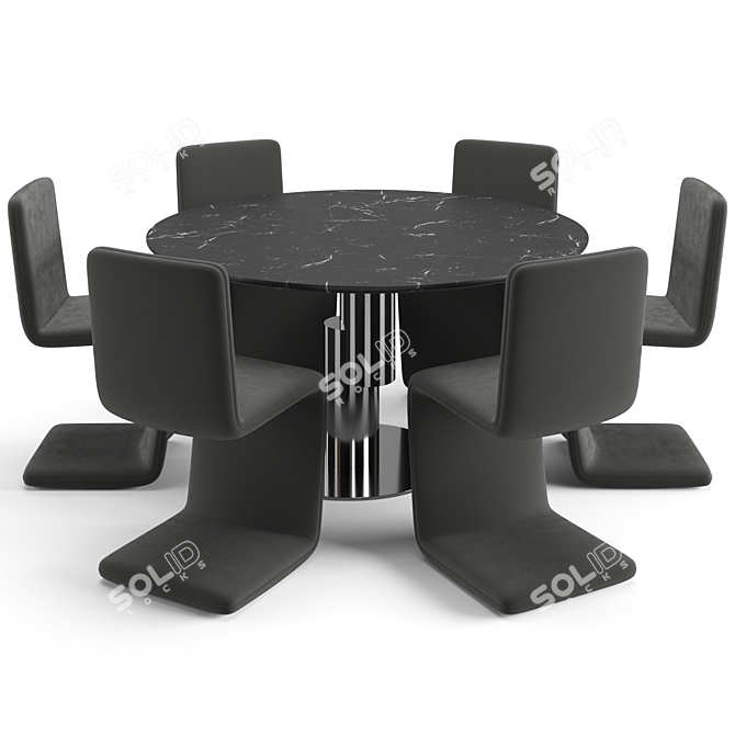 Modern Italian Bonaldo Dining Set 3D model image 2