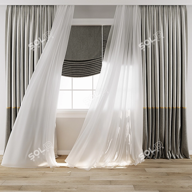 Wind Blowing Effect Curtain 3DS Max OBJ 3D model image 1