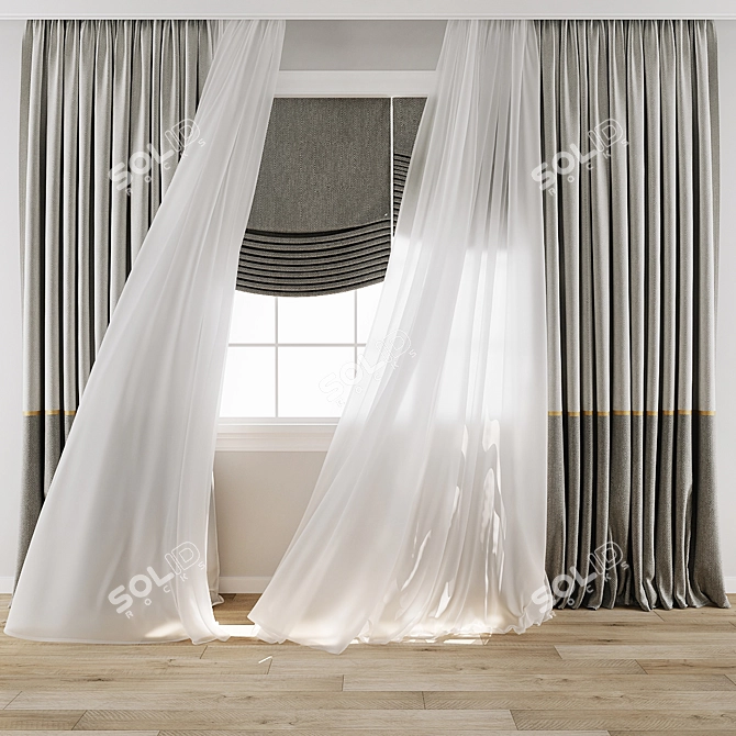 Wind Blowing Effect Curtain 3DS Max OBJ 3D model image 4