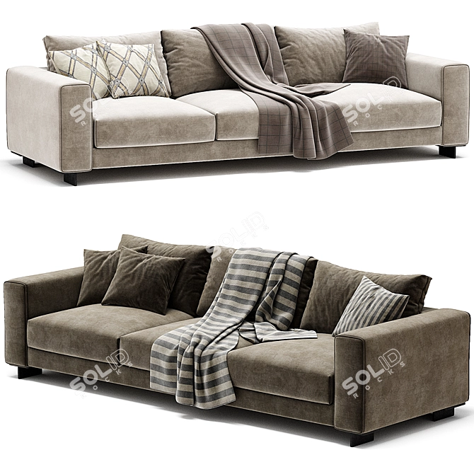 Elegant T TIME 3 Seater Sofa 3D model image 1