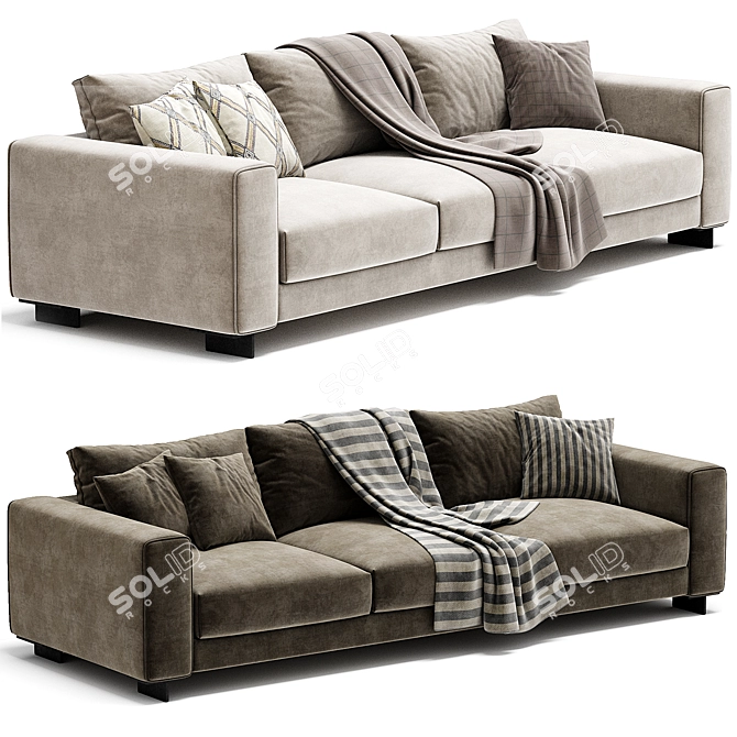 Elegant T TIME 3 Seater Sofa 3D model image 2