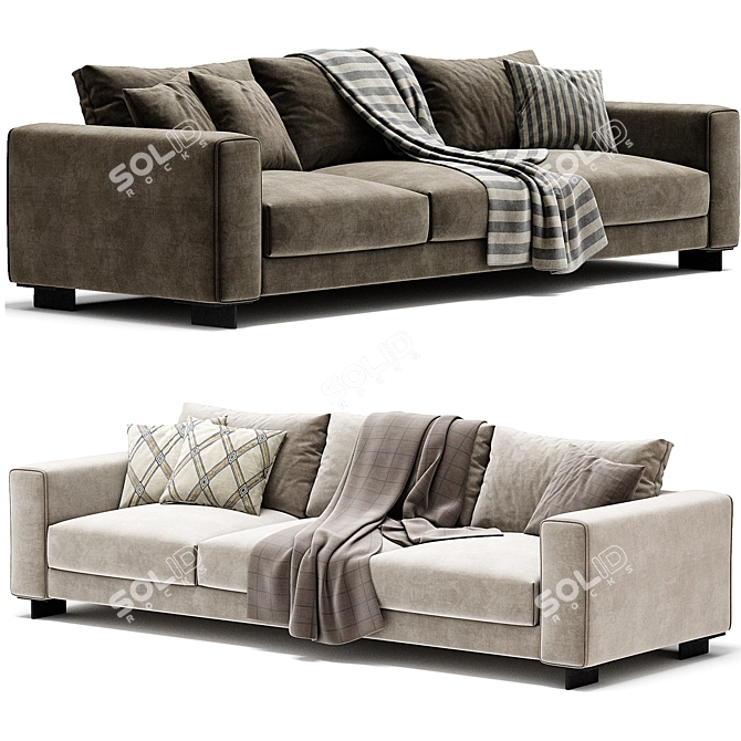 Elegant T TIME 3 Seater Sofa 3D model image 3