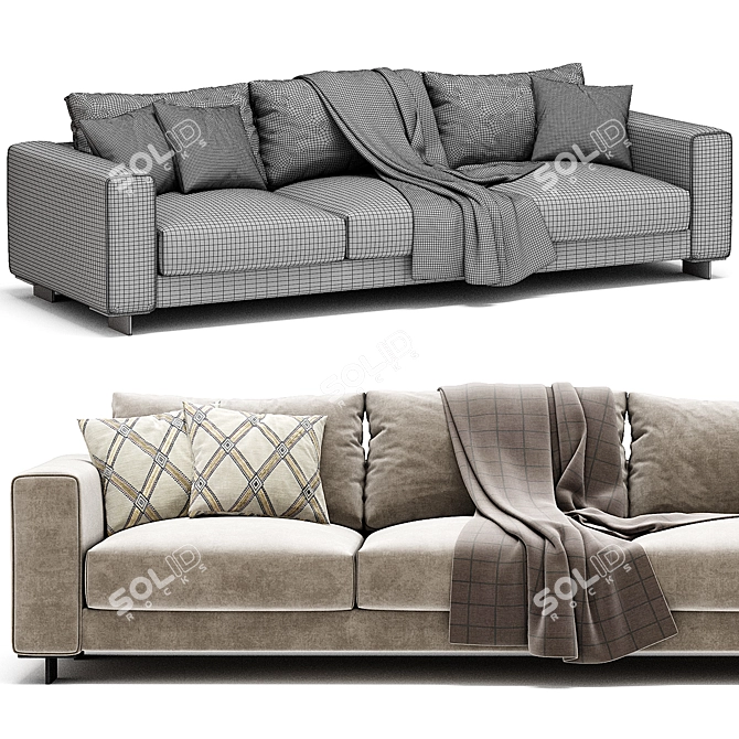 Elegant T TIME 3 Seater Sofa 3D model image 4