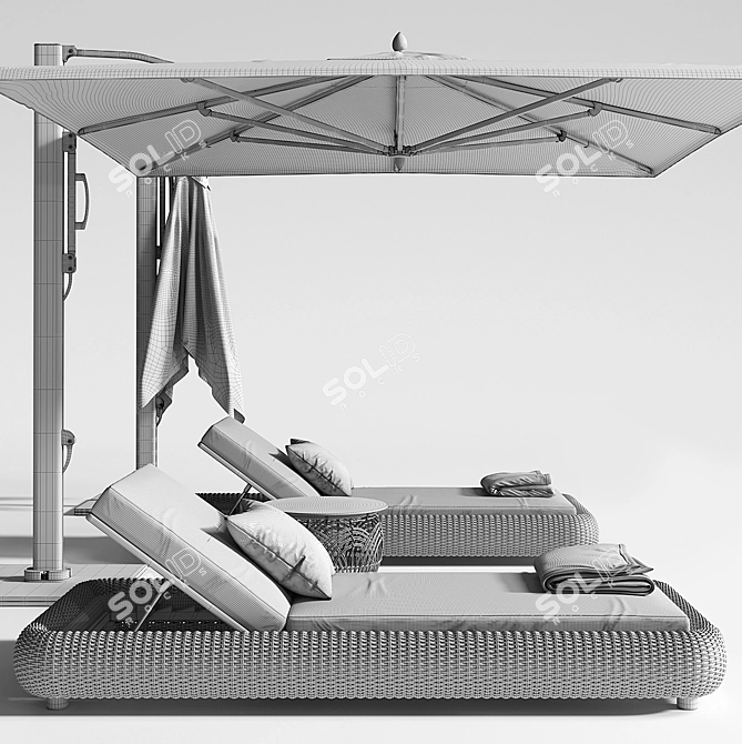 Ocean Master Lounger Set with Umbrella 3D model image 6