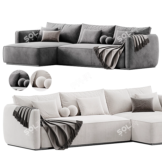 Sleek ESSE Sofa Blanche Design 3D model image 2
